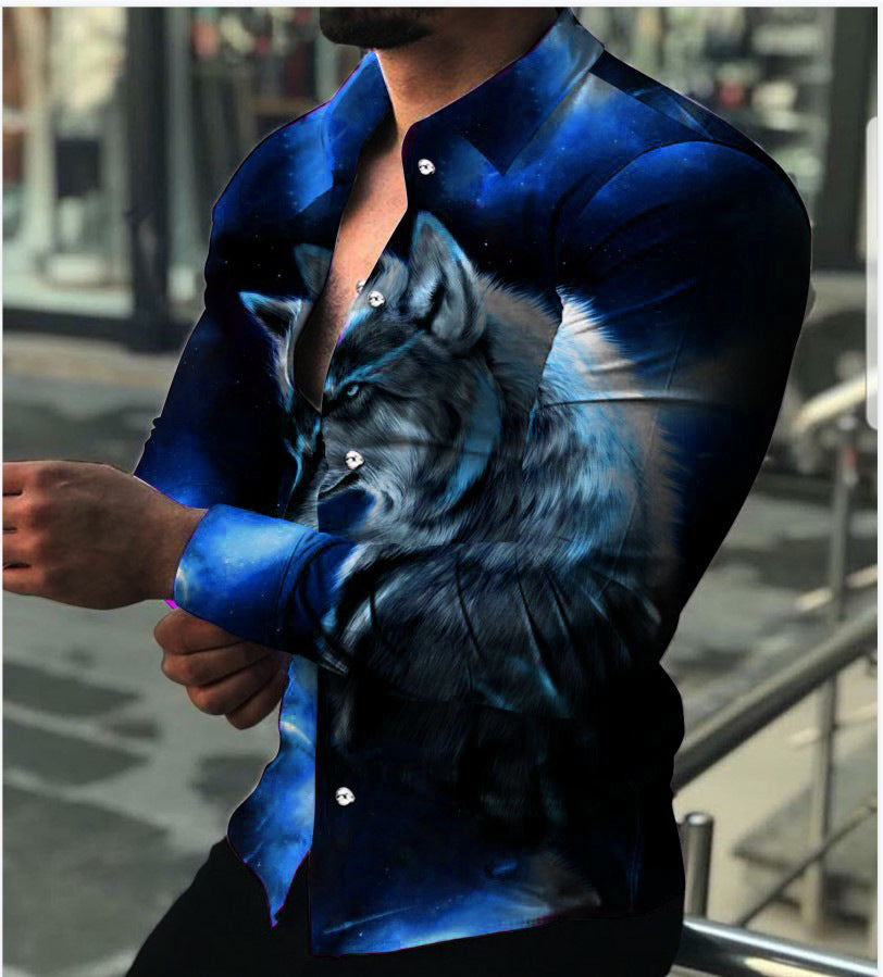 Cárdigan informal de manga larga con estampado animal para hombre