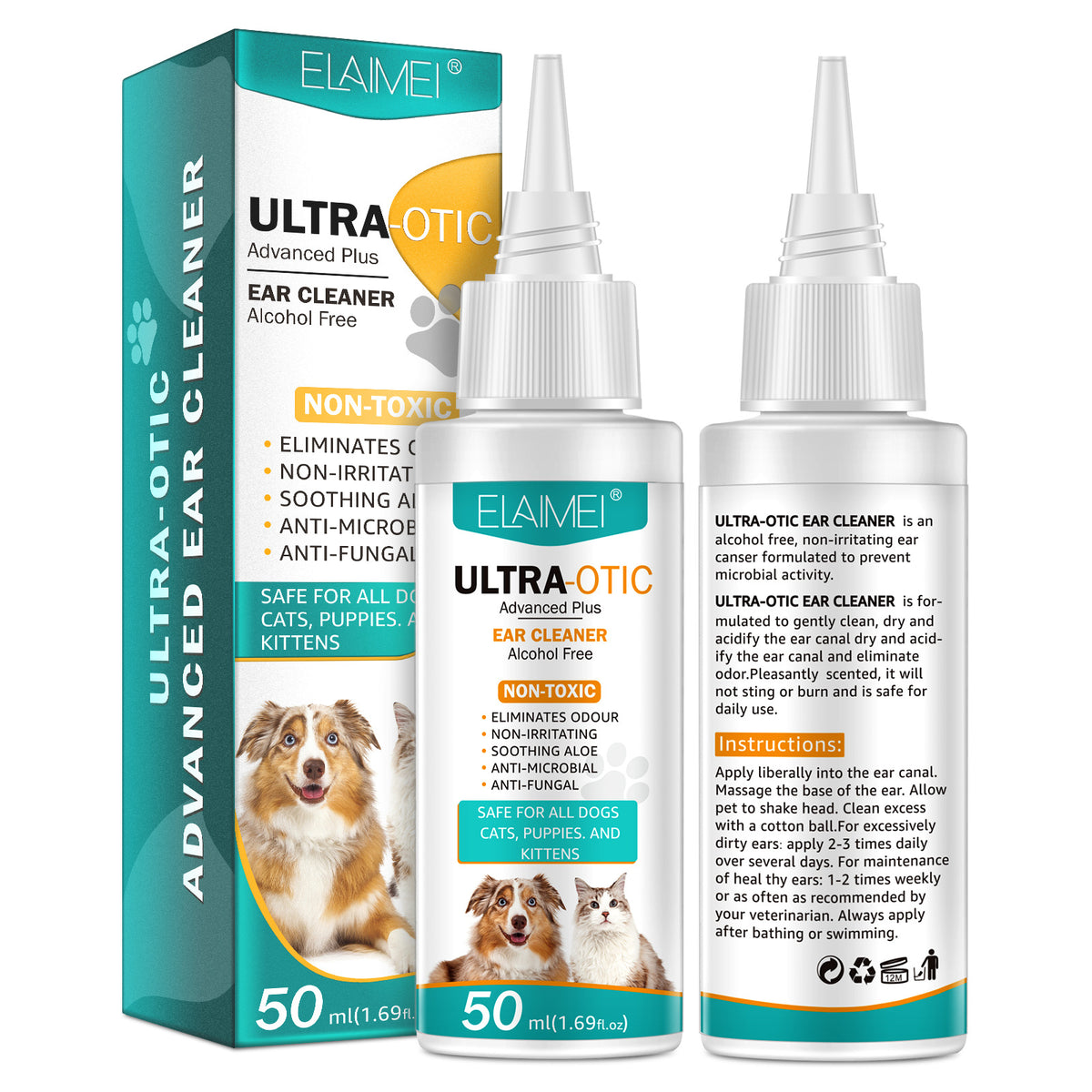 Nettoyant pour oreilles d'animaux 50 ml