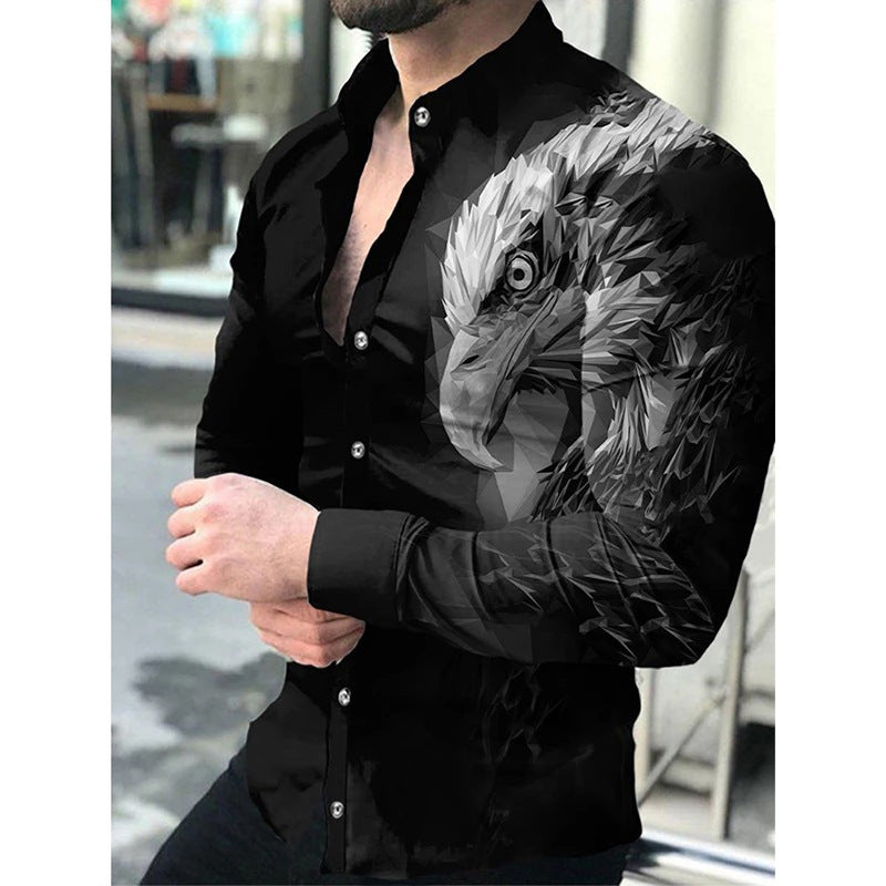 Cárdigan informal de manga larga con estampado animal para hombre