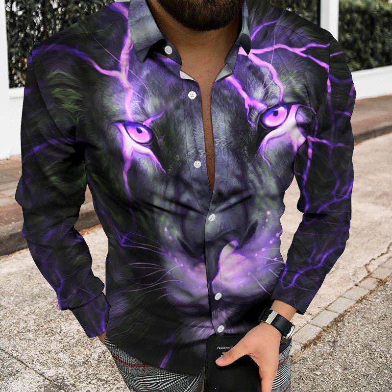 Cárdigan informal de manga larga con estampado animal para hombre