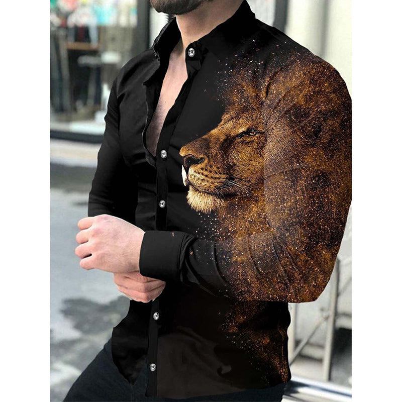 Cárdigan informal de manga larga con estampado animal para hombre