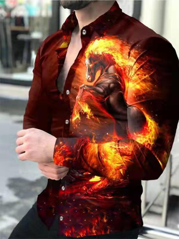 Cárdigan informal de manga larga con estampado animal para hombre