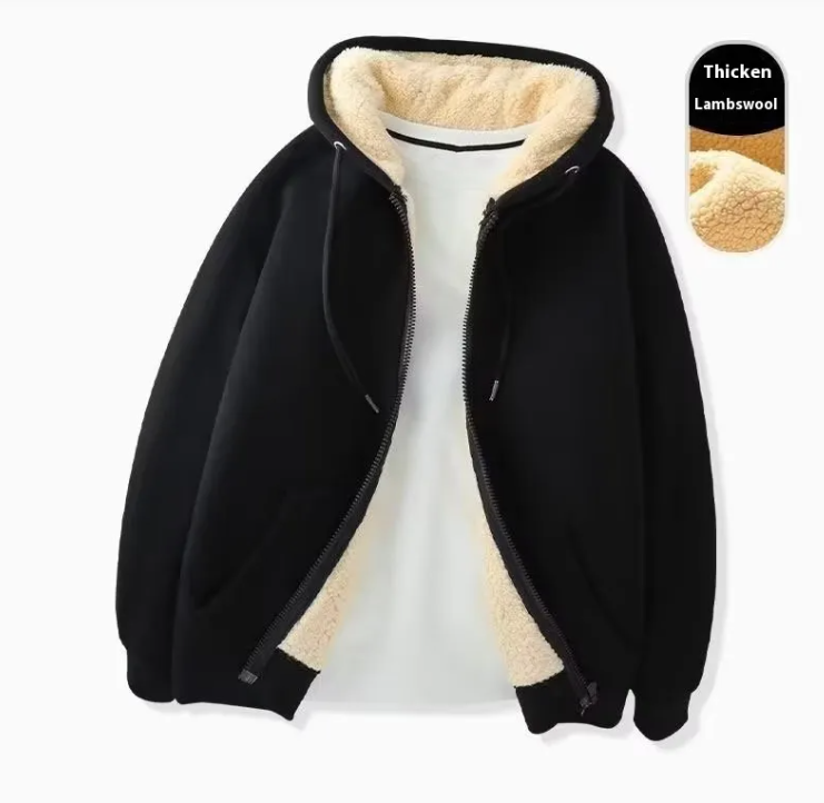 Hoodie zippé en laine d'agneau