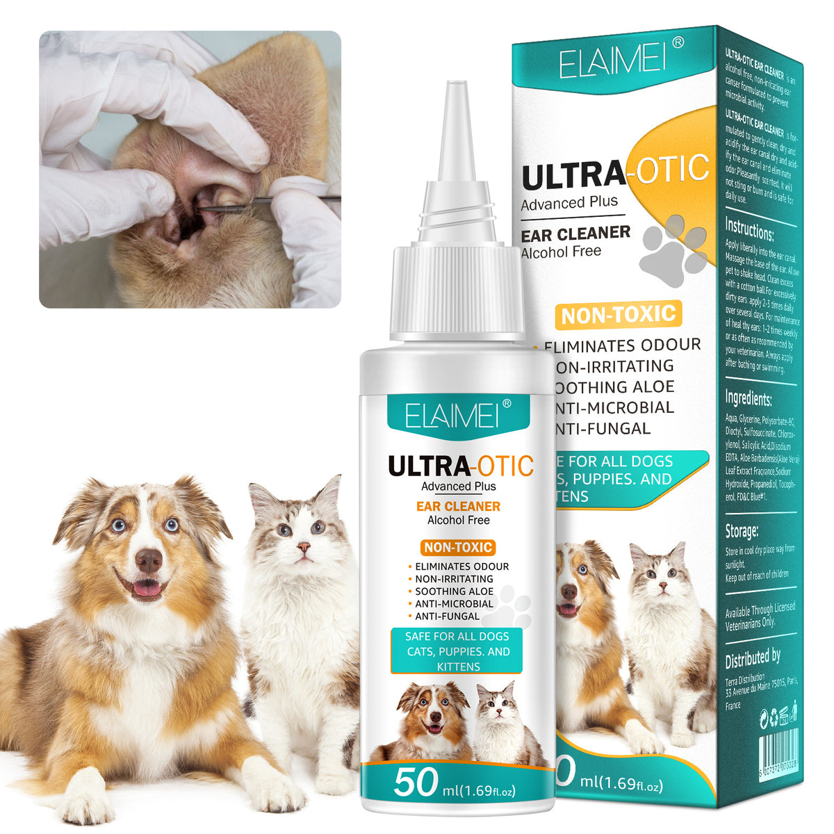 Nettoyant pour oreilles d'animaux 50 ml